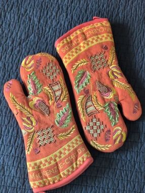 Mackenzie-Childs Beaded Embroidered Oven Mitts